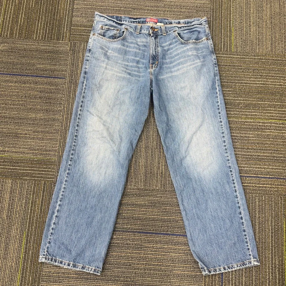 Faded Glory Bootcut Jeans Mens 38x32 Blue Excellent Loose Fit Medium Wash Denim